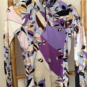 Emilio Pucci Purple and Cream Long Sleeve Top